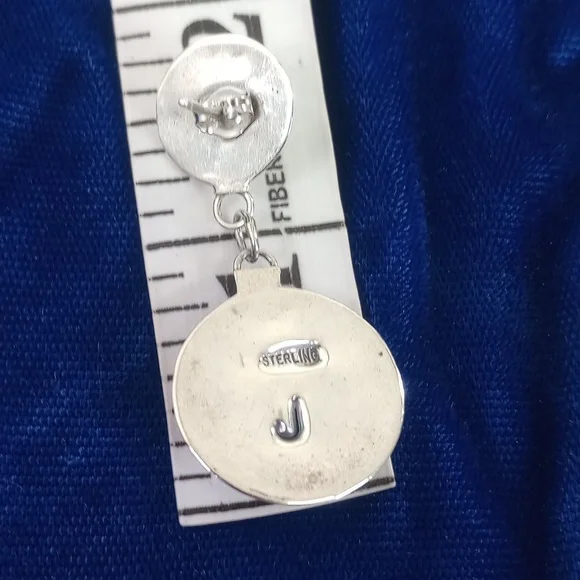 Vintage Navajo Shadowbox Sterling Silver and Turquoise Dangle Earrings - Picture 10 of 12